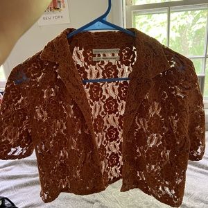 Urban Outfitters Brown Lace Shirt
